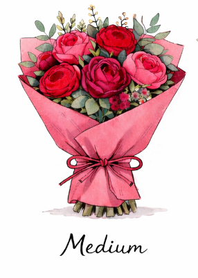 Valentines Day Flower Wrap- no vase -  Classic colors