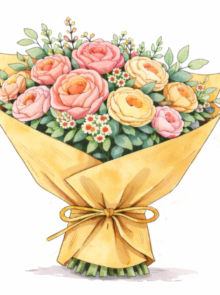 Valentines Day Flower Wrap- no vase - Alpine glow