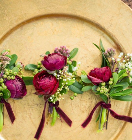 PROM Red & Burgundy Boutonniere