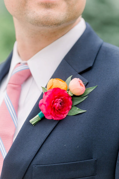PROM Pink & Peach Boutonniere
